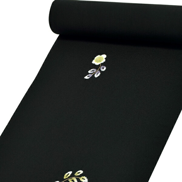 Prices down2）正絹 小紋 反物 着物「黒地 絞り、梅」日本製 丹後