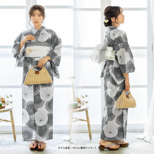 浴衣セット レディース 大人 浴衣3点セット（浴衣＋帯＋おまかせ下駄