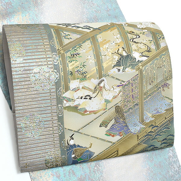 Prices down2）未仕立て袋帯 「御所解き文様」 西陣織 螺鈿 日本製