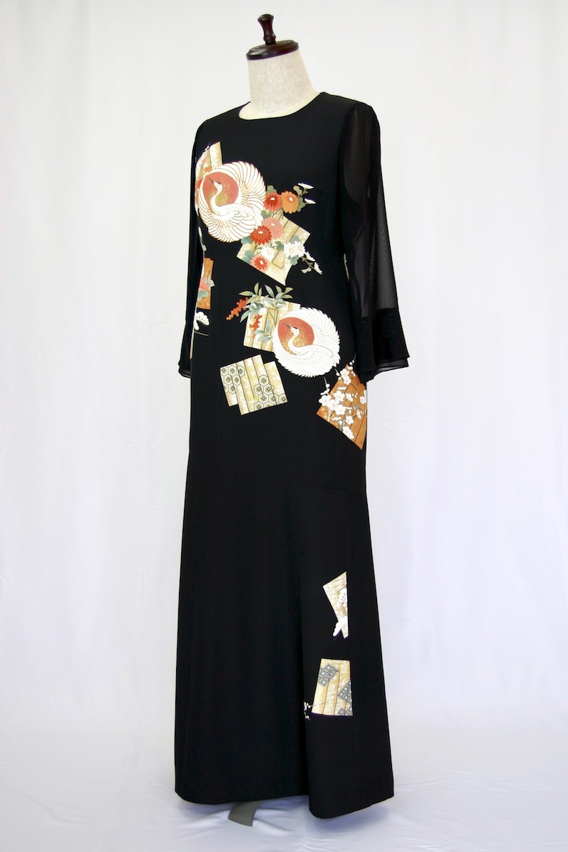 187 一点物の正絹留袖ドレス【着物リメイクドレス 和ドレス 結婚式
