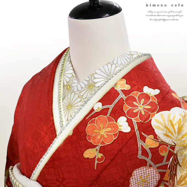 kimono cafe（キモノカフェ） 重ね衿 ラインストーン 砂子 ホワイト