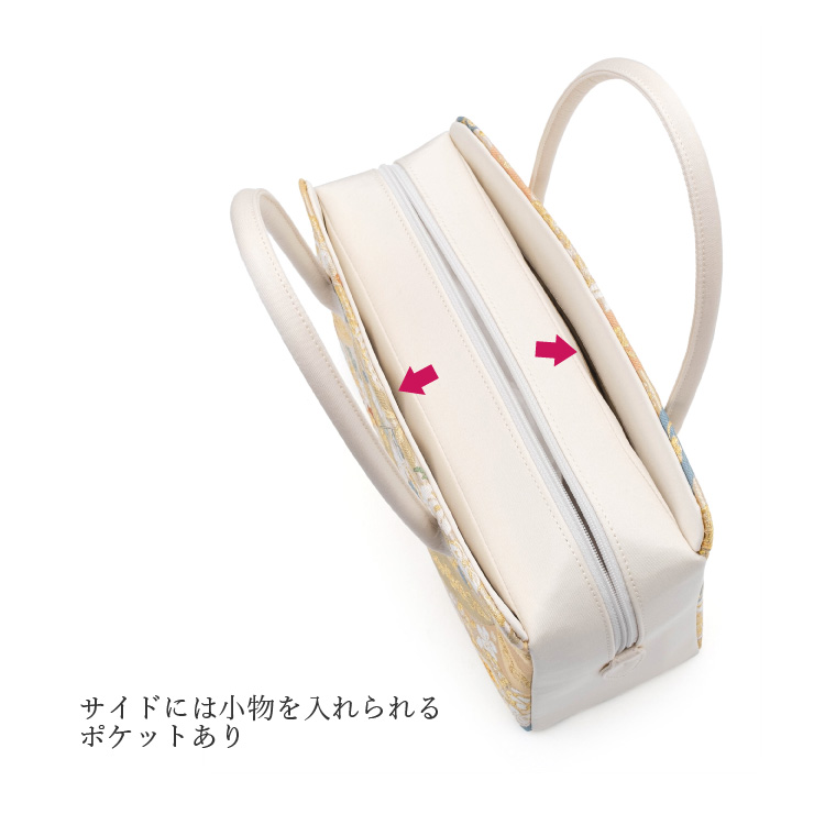 和装バッグ 利休バッグ 花しおり 正絹 金 ゴールド マルチカラー