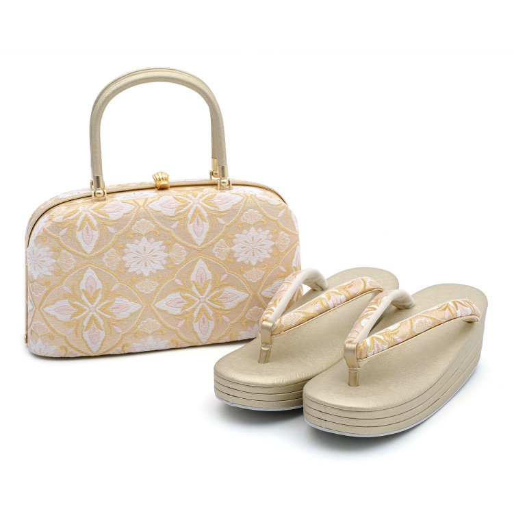 草履バッグ セット 世美庵 金 ゴールド Lサイズ 日本製 高級 着物 帯地