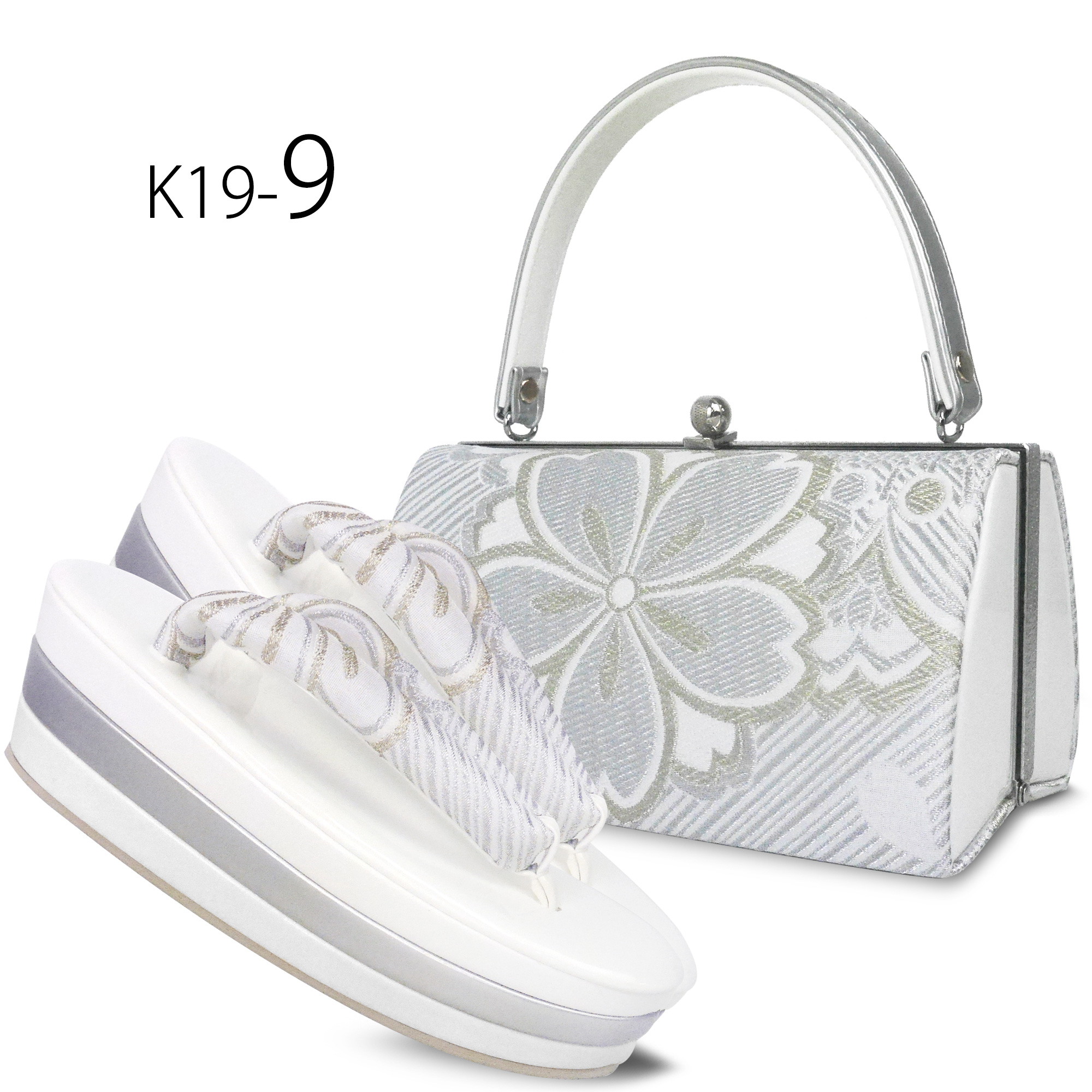 NISHIORI 振袖用 モノトーン 帯地 草履バッグ セット 7cmヒール 24cm 3