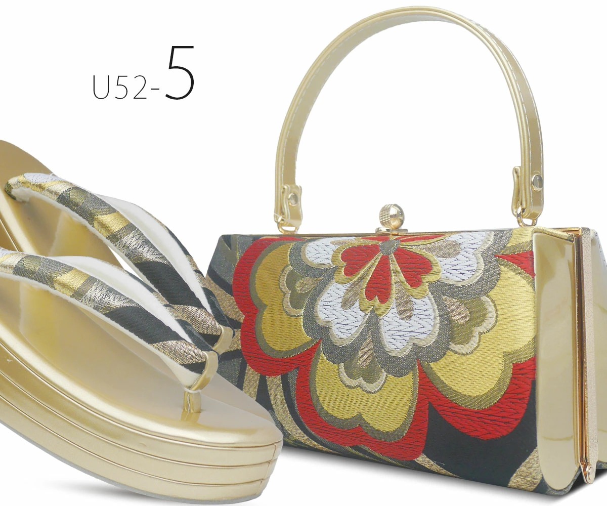 NISHIORI 草履バッグセット 帯地使用 3枚芯 ヒール草履 5タイプ