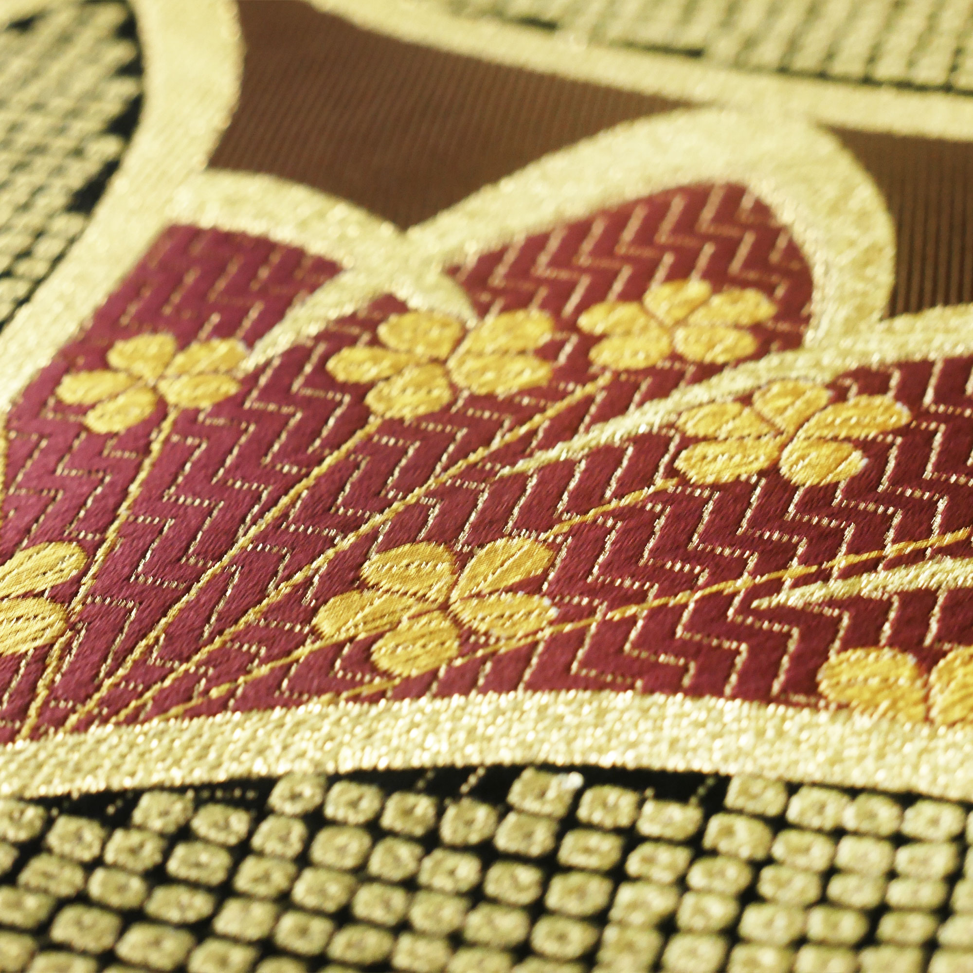 NISHIORI 西陣 帯 袋帯【ブラウン ゴールド 桜 七宝】 西陣織 お仕立て