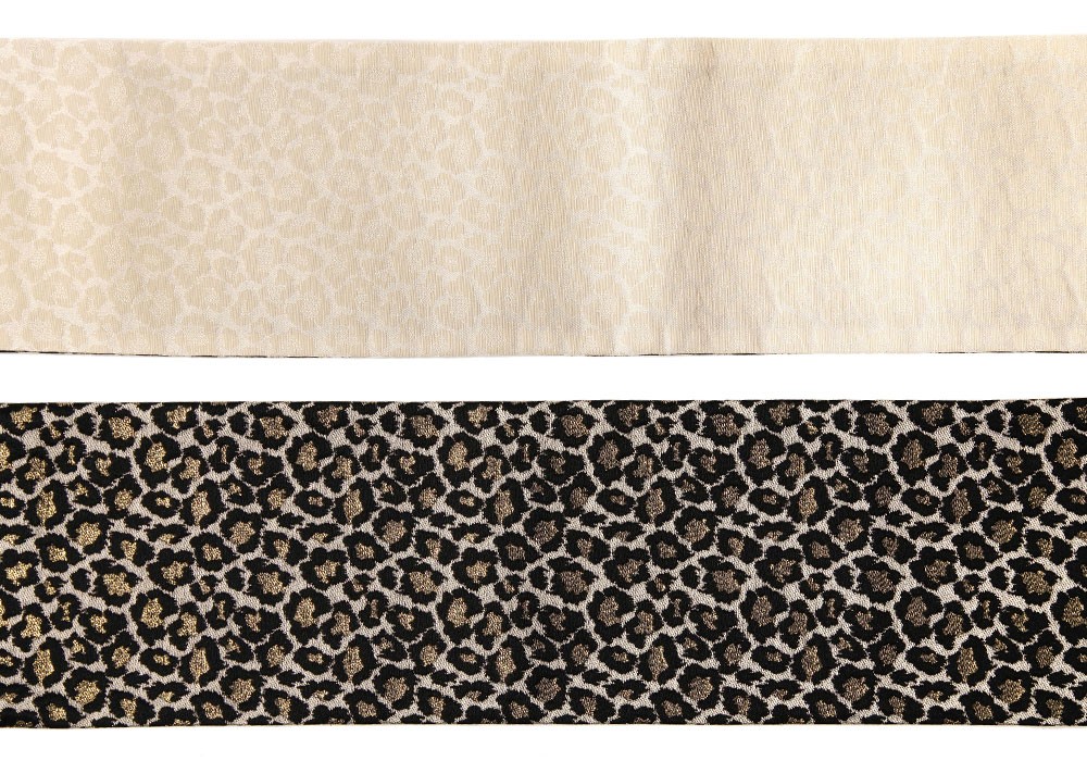 半幅帯 レオパード ゴールド ベージュ 金 豹柄 ラメ 日本製