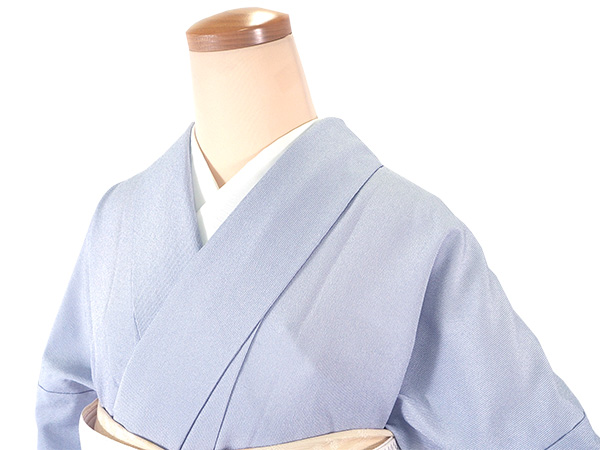 シルック 着物 単衣 江戸小紋 Mサイズ Lサイズ ブルーグレー 万筋