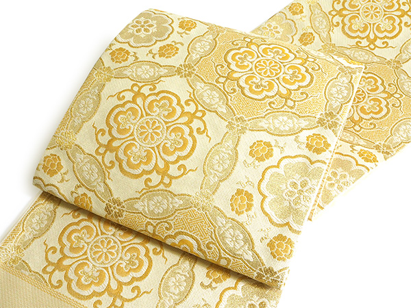 袋帯 正絹 六通柄 未使用 仕立て付き フォーマル 六通 西陣織 ゴールド