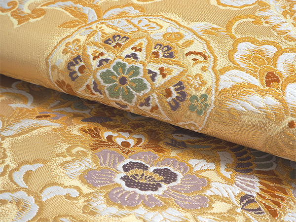 袋帯 正絹 六通柄 未使用 仕立て付き フォーマル 六通 西陣織 ゴールド