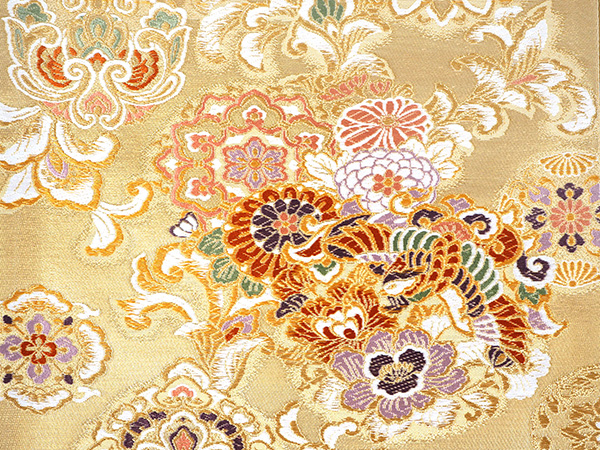 袋帯 正絹 六通柄 未使用 仕立て付き フォーマル 六通 西陣織 ゴールド