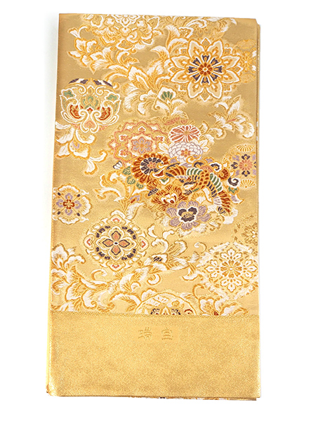 袋帯 正絹 六通柄 未使用 仕立て付き フォーマル 六通 西陣織 ゴールド