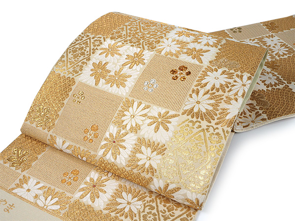 袋帯 正絹 六通柄 未使用 仕立て付き フォーマル 六通 西陣織 ゴールド