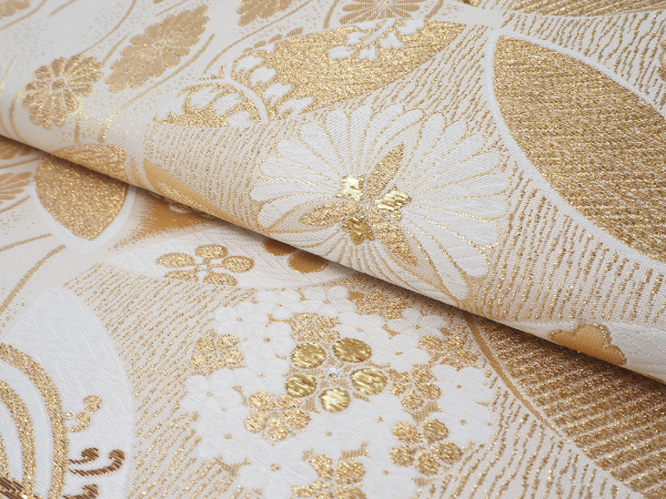 袋帯 正絹 六通柄 未使用 仕立て付き フォーマル 六通 西陣織 ゴールド