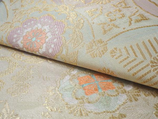 袋帯 正絹 六通柄 未使用 仕立て付き フォーマル 六通 西陣織 ゴールド