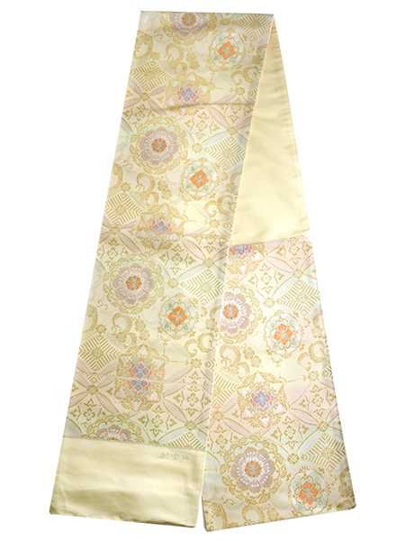 袋帯 正絹 六通柄 未使用 仕立て付き フォーマル 六通 西陣織 ゴールド