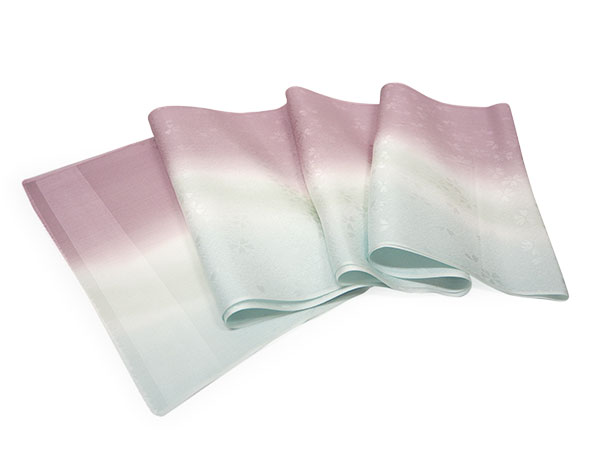 帯揚げ 帯締め セット 正絹 渋薄紫×淡い水色地 桜地紋 渋薄紫×ゴールド