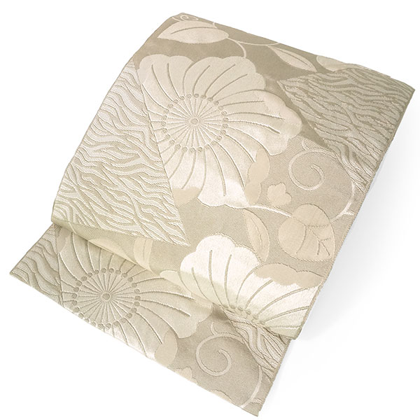 名古屋帯 新品 仕立て上がり 花柄 蔓 全3色 ベージュ グレー ブラック