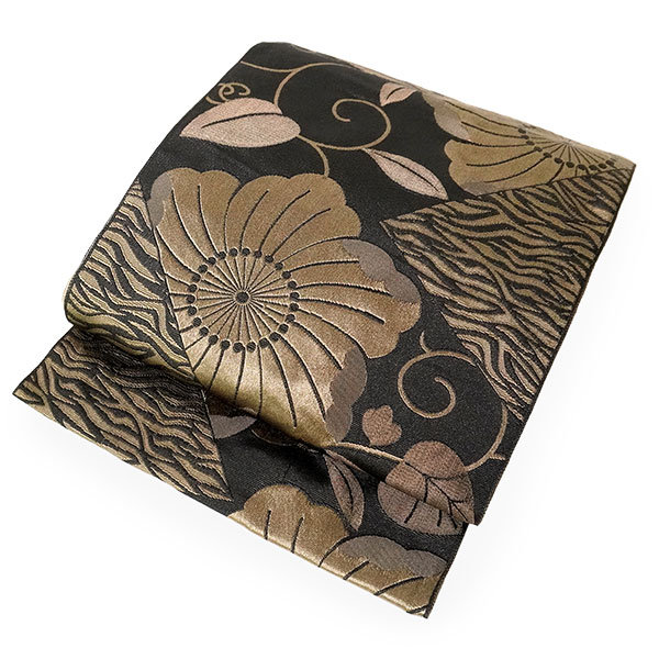 名古屋帯 新品 仕立て上がり 花柄 蔓 全3色 ベージュ グレー ブラック