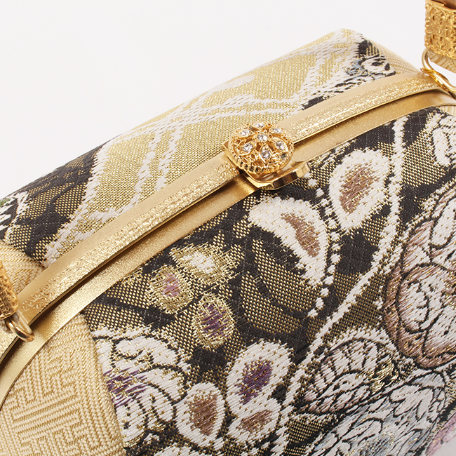 きもの 和 草履バッグセット 西陣織 帯地 和装バッグ × 草履 金 辻が花