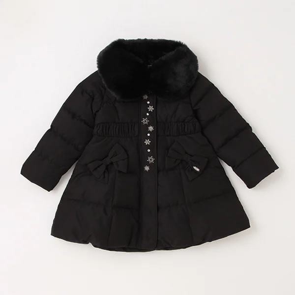 mezzo piano メゾピアノ フェイクファー衿つき ロングダウン 110 120