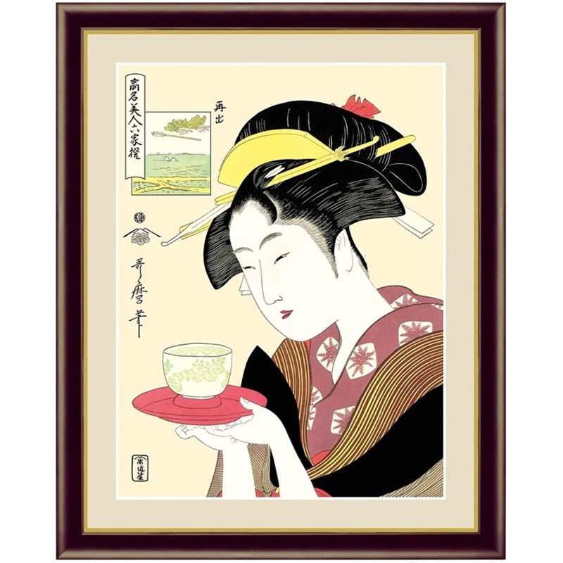 掛軸＜岡本大更＞手鏡に化粧美人図「紅」（HP1442） 掛軸＜岡本大更