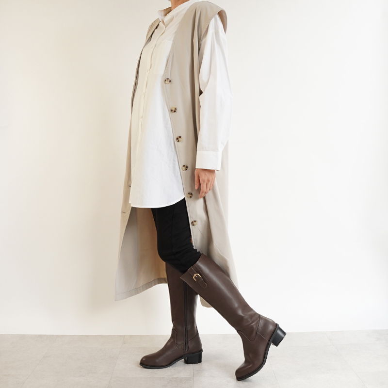 送料無料 ロングブーツ 足が細く見える レディース 抗菌 消臭 本革風