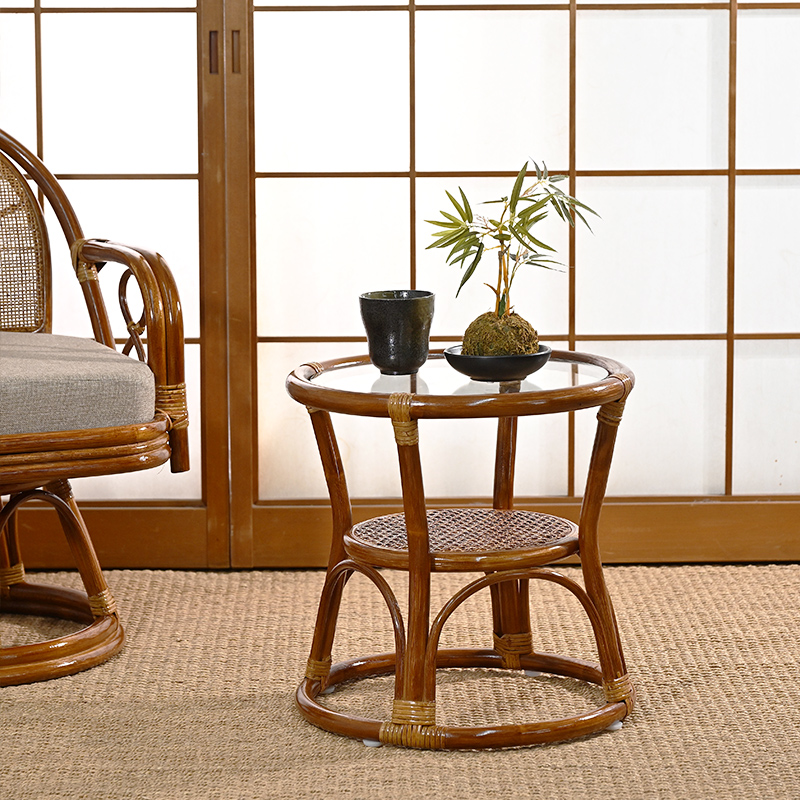 80-90's vintage ワゴンテーブル 藤 ラタン レトロモダン 80-90's