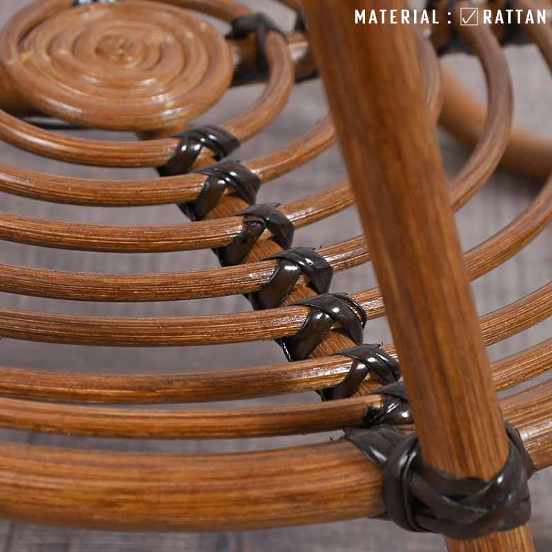 ラタンガラス テーブル 40cm幅 ガラステーブル サイドテーブル 籐家具