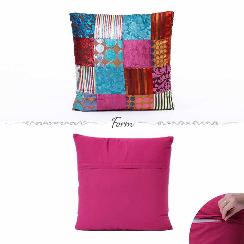 クッション おしゃれ 45×45cm角 正方形 北欧 パッチワーク 水玉