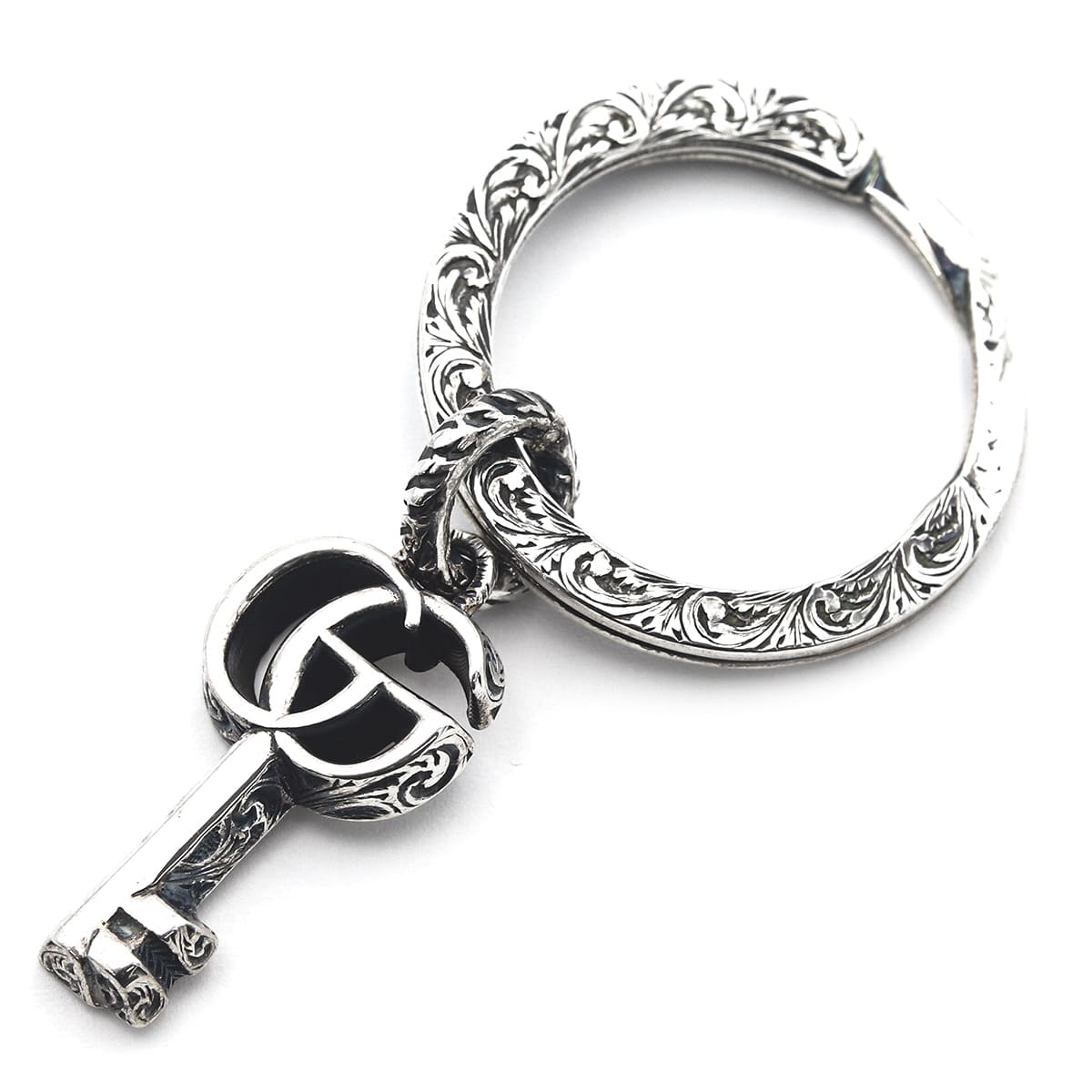 グッチ キーリング GUCCI ダブルG キーモチーフ キーホルダー シルバー