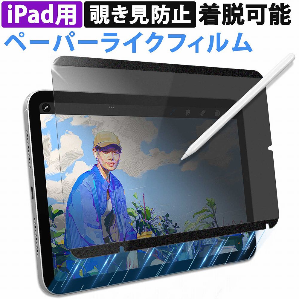 覗見防止フィルム iPad mini A17 Pro 2024 ペーパーライク マグネット