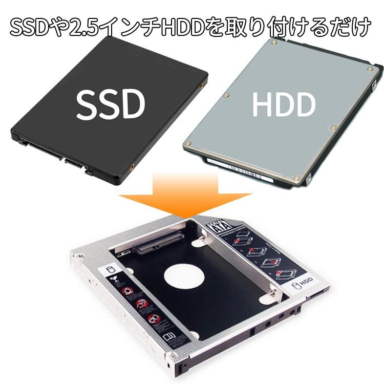 ノートPC専用2.5インチHDDマウンタ SSD対応 光学ドライブ SATA接続