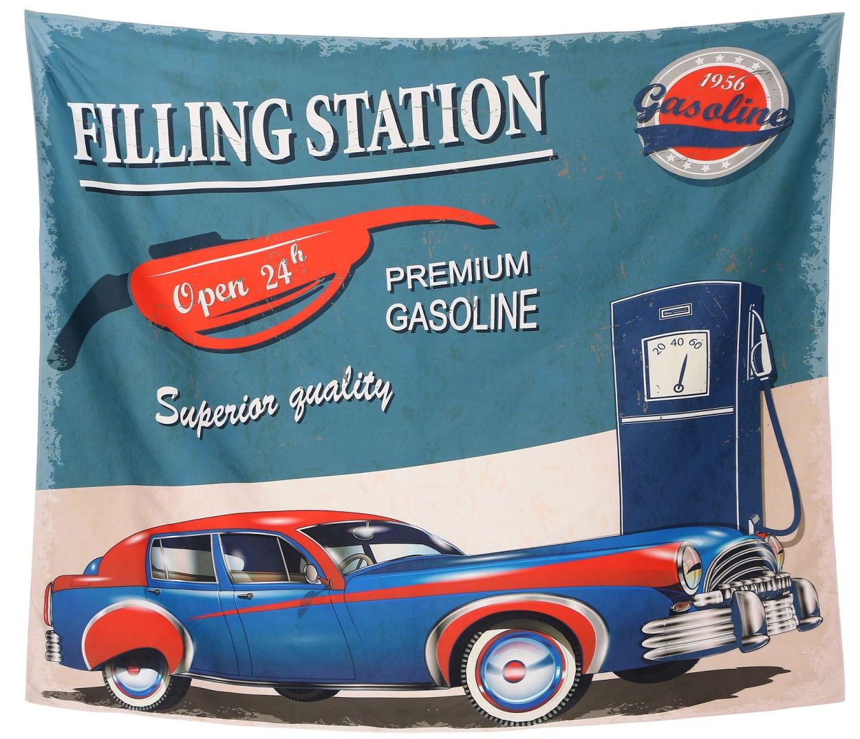 タペストリー 西海岸 アメ車 ルート66 ビーチ 夕焼け アメリカ ヤシの