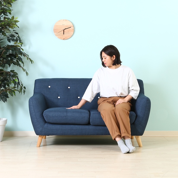 不二貿易（Fuji Boeki） ソファ 幅134cm ネイビー 二人掛け ローソファ