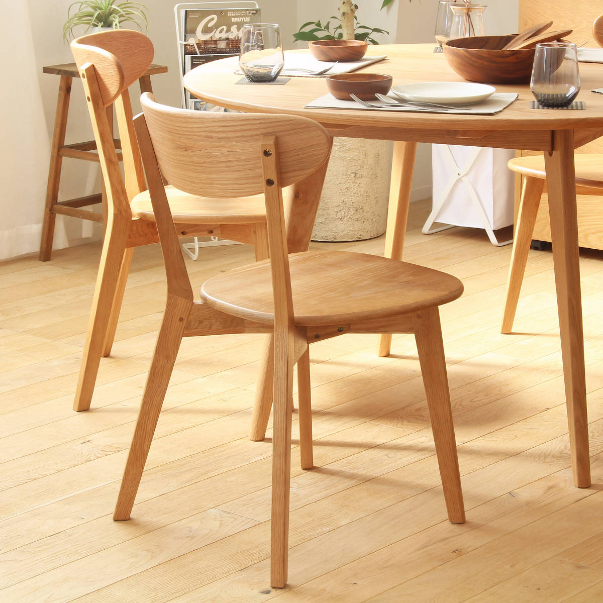 岩附 ダイニングチェア 2脚セット 座面高43cm リバー 木製 天然木