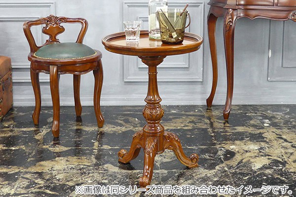 テーブル 高さ60cm ラウンドテーブル 天然木 マホガニー アンティーク