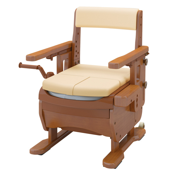 ポータブルトイレ 標準便座 家具調セレクトR はねあげ ひじ掛けタイプ