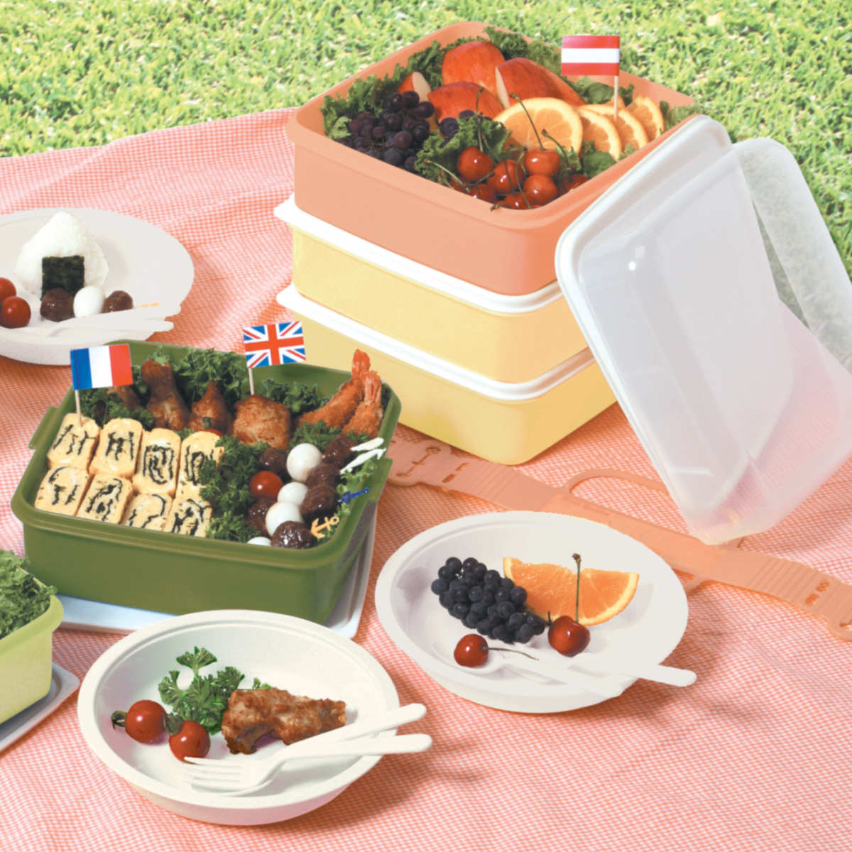 サンコープラスチック お重 3段 リオパックL 8100ml 取り皿付き