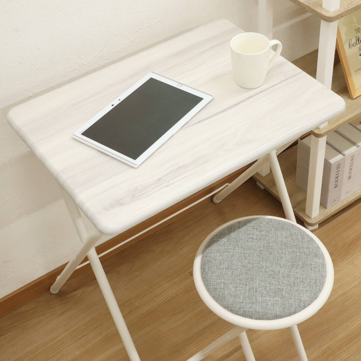 エイ・アイ・エス 折りたたみチェア テーブル セット 座面高47cm