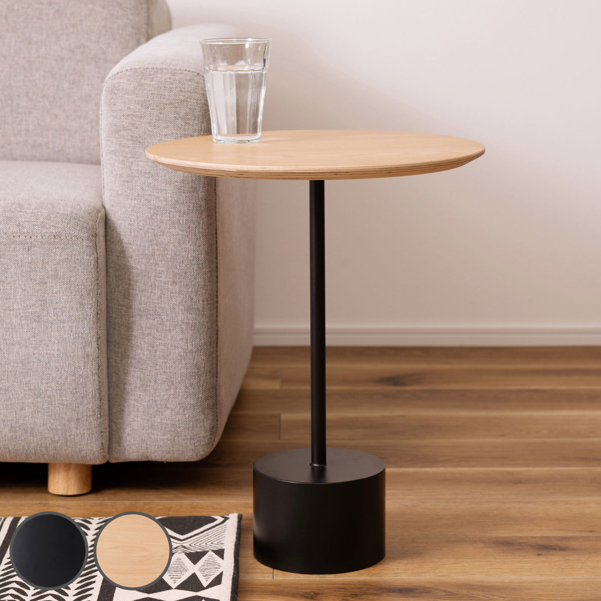 東谷 サイドテーブル 円型 高さ50cm アイアンレッグ （ 天板 40cm