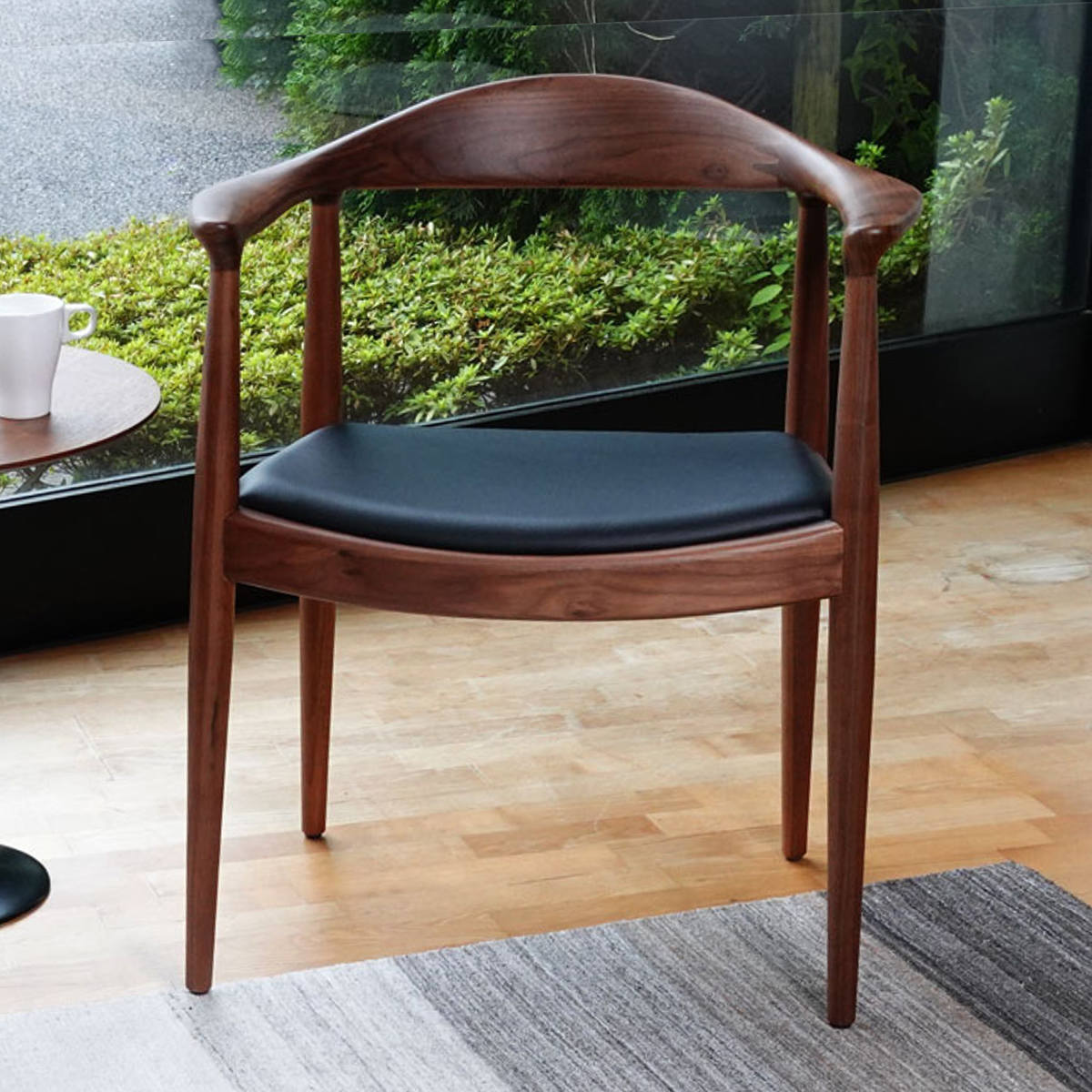 ダイニングチェア 肘付 座面高47cm 本革 ウォールナット ザ・チェア