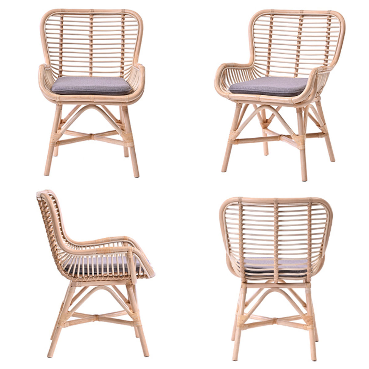 ダイニングチェア ラタン 座面高45cm クッション付 Breeze （ ラタン