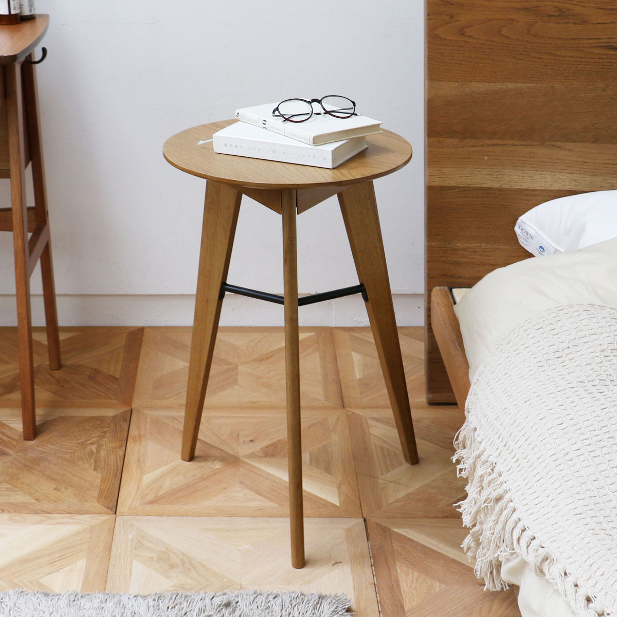 サイドテーブル 円型 直径38cm 高さ59cm ソフトヴィンテージ風 Rasic