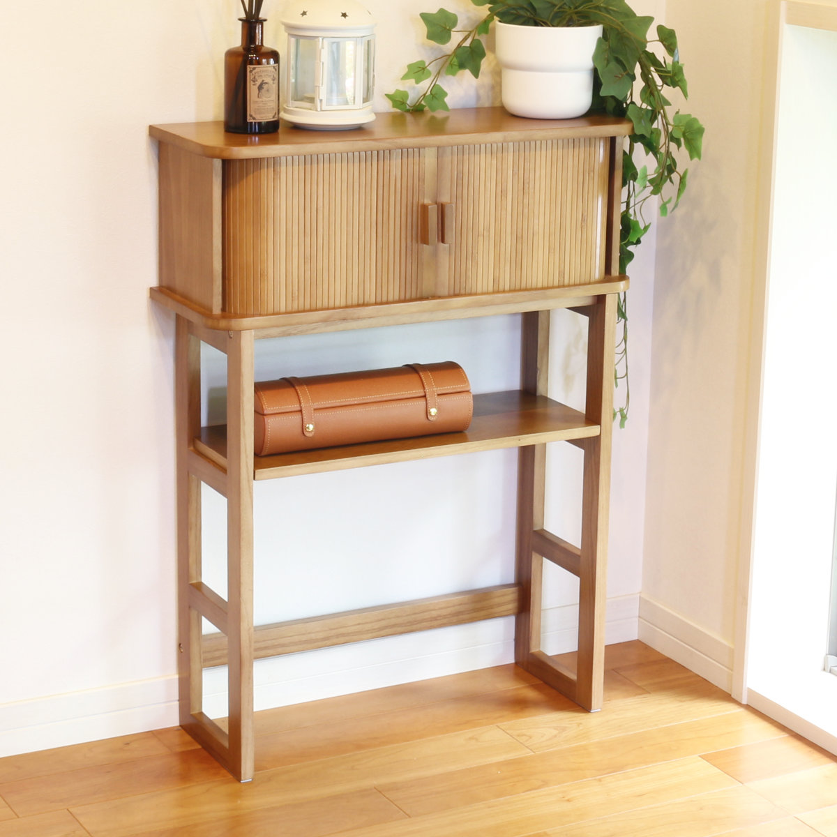 OSMAC コンソールテーブル 幅60cm ジャバラ扉収納 可動棚付