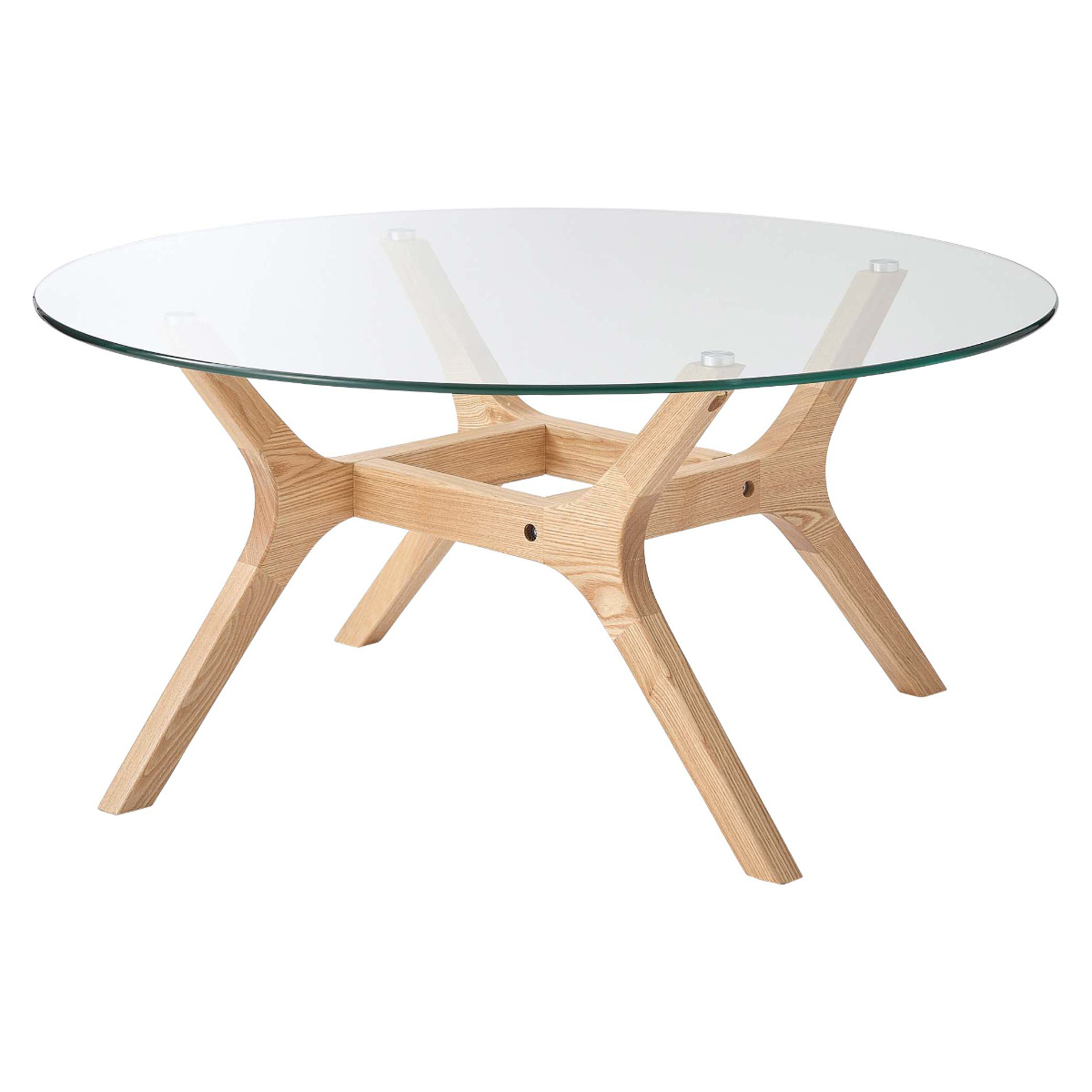 東谷 リビングテーブル 円型 直径80cm ガラステーブル （ ガラス天板