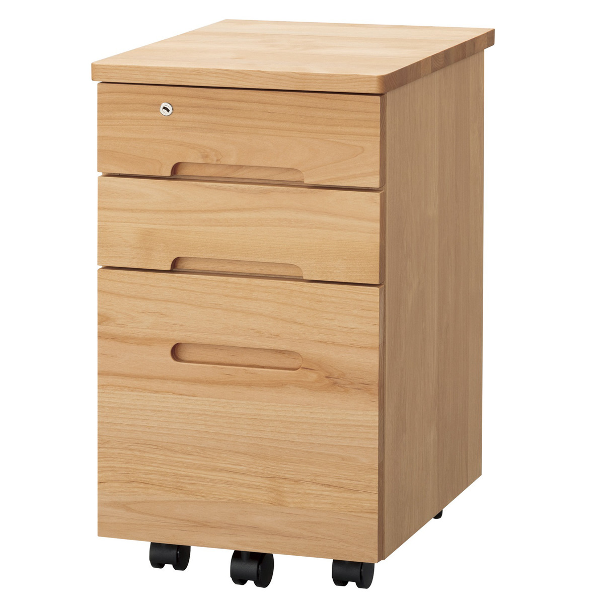 堀田木工所 デスクワゴン キャスター付 3段 スリムタイプ 幅33.1cm