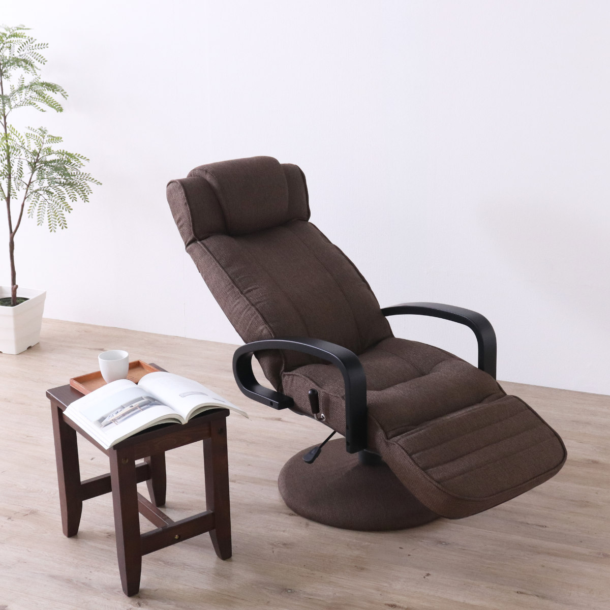 高座椅子 回転式 昇降式 ハイバック リクライニングチェア ポケット