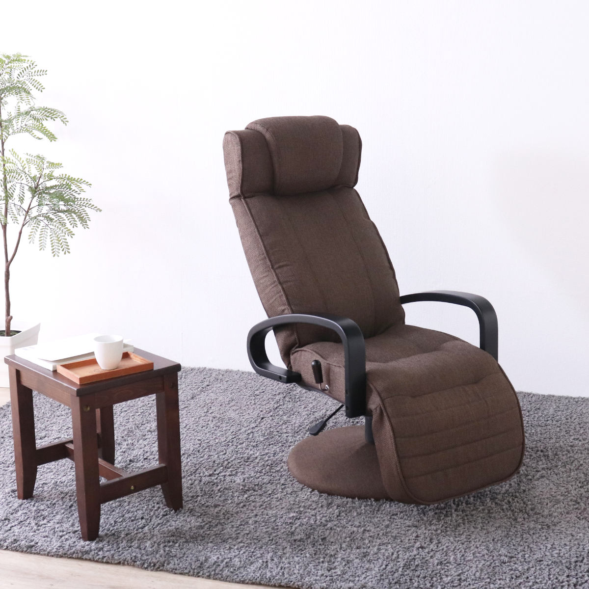 高座椅子 回転式 昇降式 ハイバック リクライニングチェア ポケット