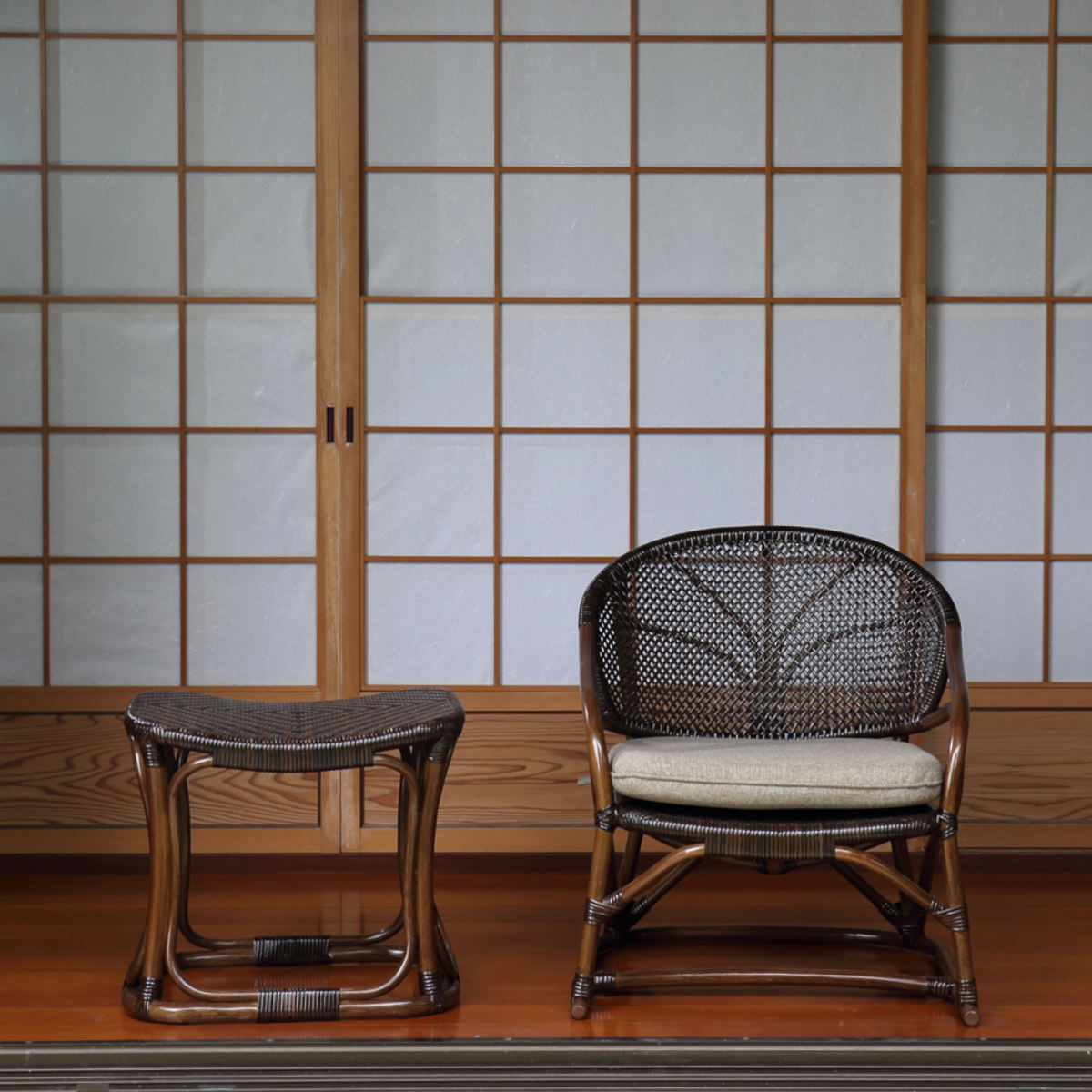 籐 スツール 座面高40cm 2台セット ラタン家具 WAHOO （ 椅子 座椅子